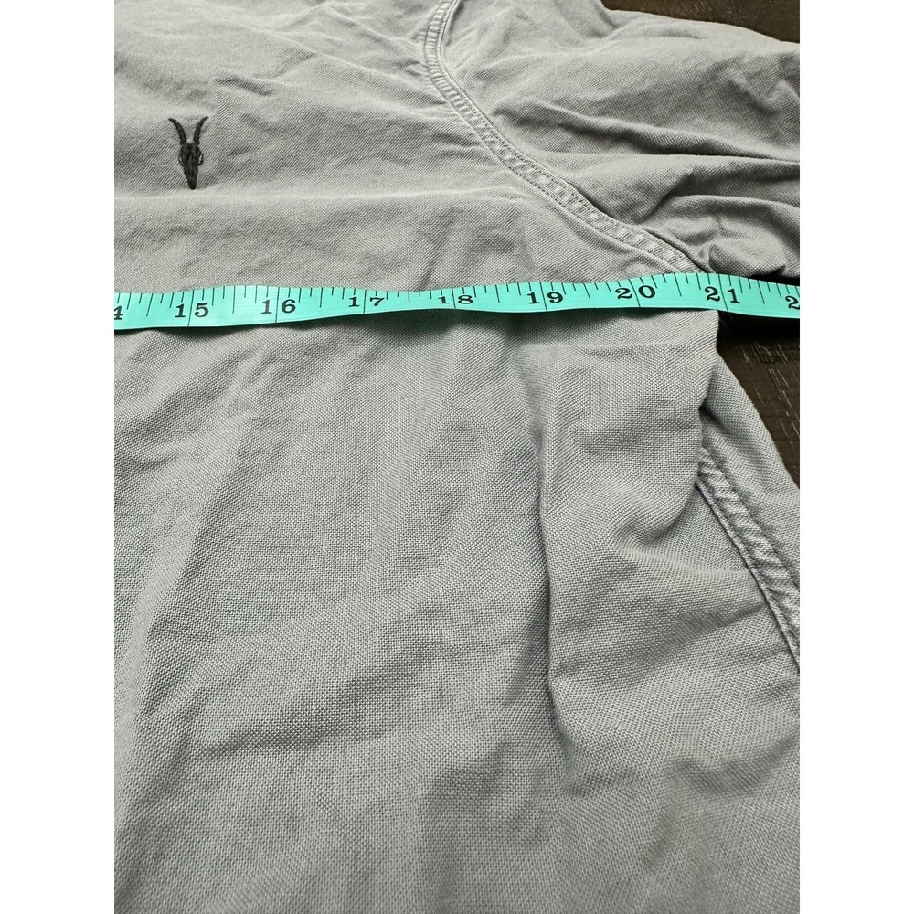 AllSaints Mens Gray Solid Long Sleeve Button Up Cotton Logo Shirt Large - Picture 3 of 12